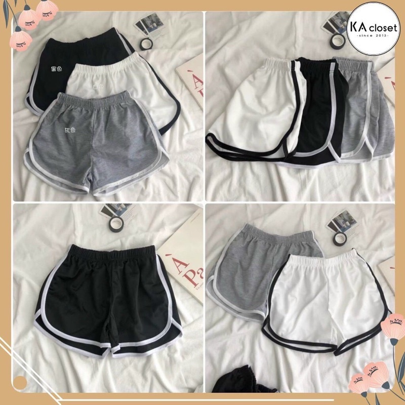 Quần đùi nữ Cạp chun viền ba màu, quần short nữ lưng cao cạp chun, short tập gym