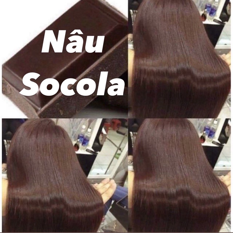 Thuốc nhuộm tóc màu nâu sôcôla tặng oxy và bao tay