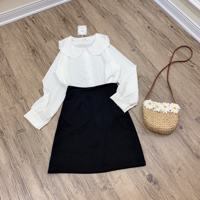 SET ÁO SƠ MI CỔ BÈO MIX CHÂN VÁY UMI
