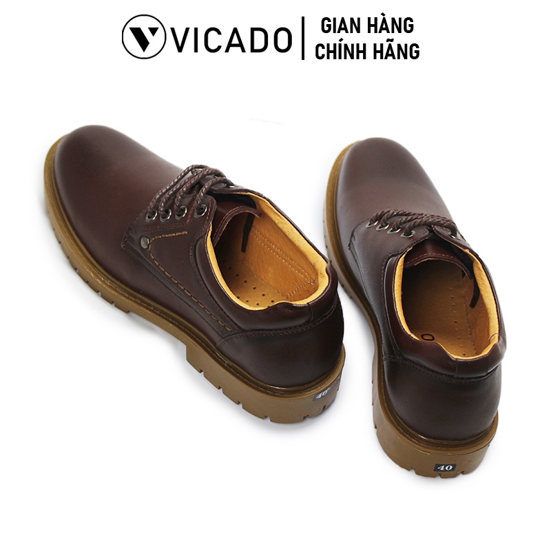 Giày buộc dây nam da bò cao cấp tăng chiều cao Oxfords VICADO VA0120 màu nâu