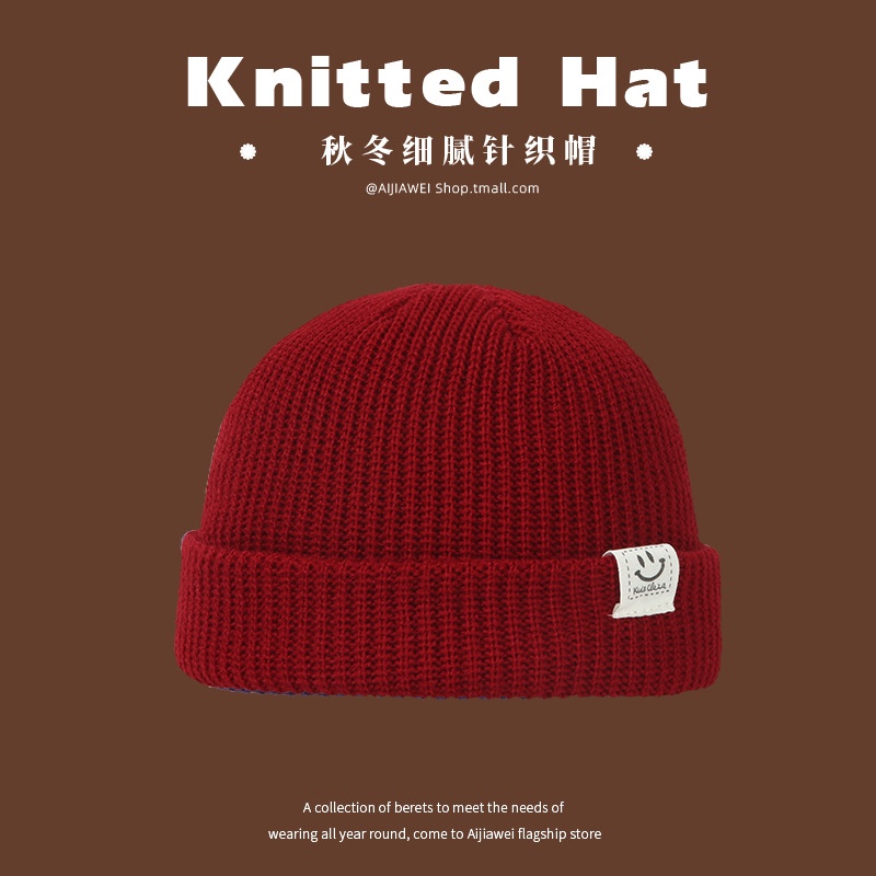 Mũ len dệt kim hình mặt cười dễ thương thời trang thu đông hàn quốc cho nữ