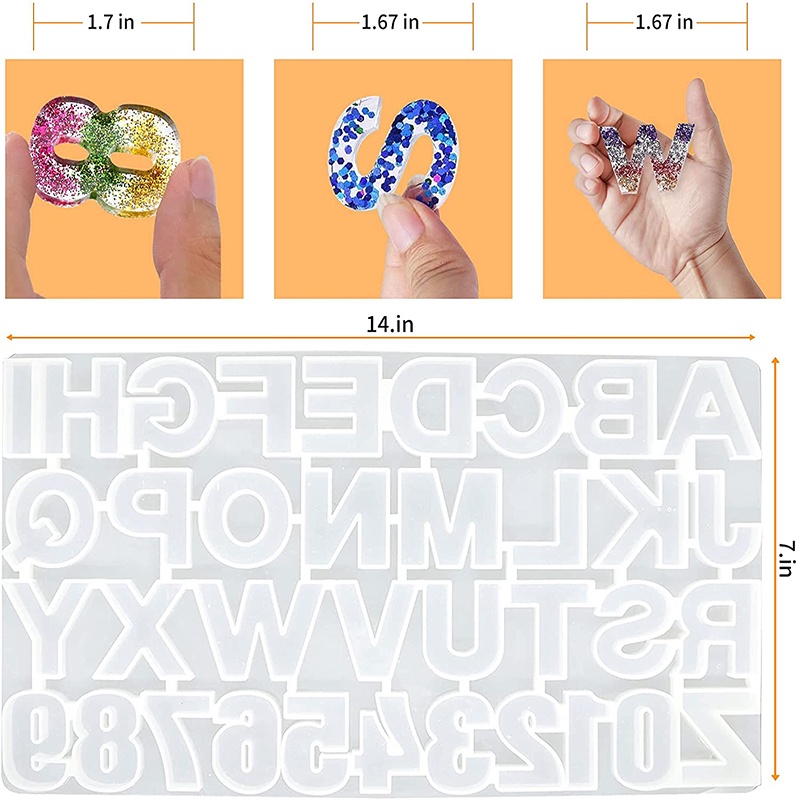 Khuôn Silicone Làm Mặt Dây Chuyền / Bông Tai / Móc Khóa Hình Chữ Cái / Chữ Số Bằng Resin