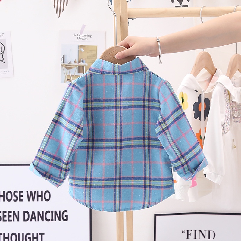 Áo sơ mi caro dài tay thời trang xinh xắn dành cho bé