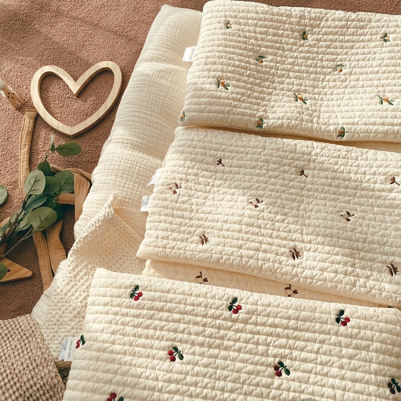 Gối bằng vải cotton nguyên chất thêu họa tiết độc đáo có thể giặt được phong cách Hàn Quốc cho trẻ sơ sinh