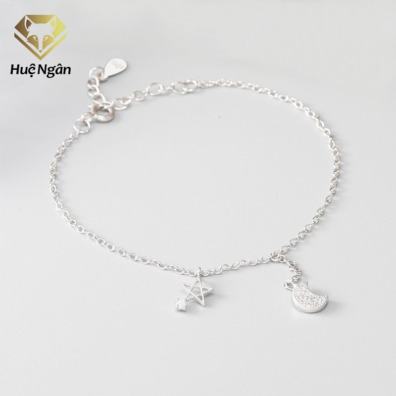 [Mã LT50 giảm 50k đơn 250k] Lắc chân bạc Ý 925 Huệ Ngân - Moon and Star RYBJ50080