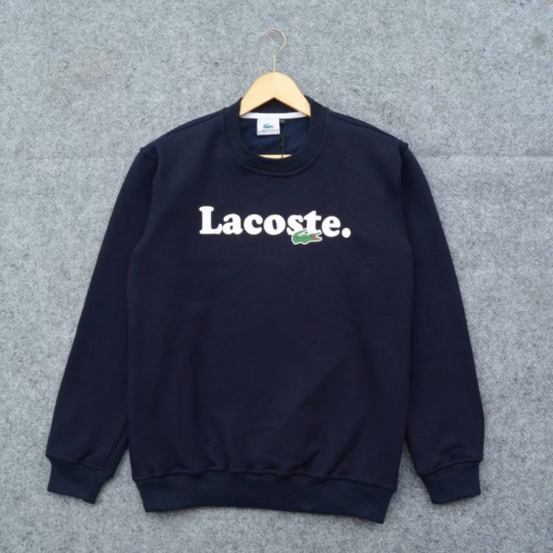 Áo Sweater Lacoste Cổ Tròn Màu Xanh Navy Đen