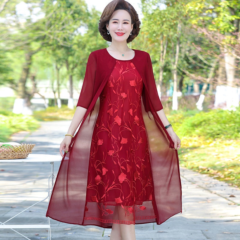 Đầm Chiffon Thiết Kế Mới Cao Cấp Thời Trang Mùa Hè Dành Cho Phụ Nữ Trung Niên đầm nữ trung niên sang trọng váy nữ trung niên cho mẹ váy trung niên cho mẹ sang trọng bigsize nữ set bigsize nữ  quần áo trung niên cho mẹ