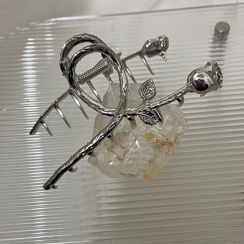 Kẹp Tóc Hình Hoa Hồng Bằng Kim Loại Thanh Lịch Bắt Mắt