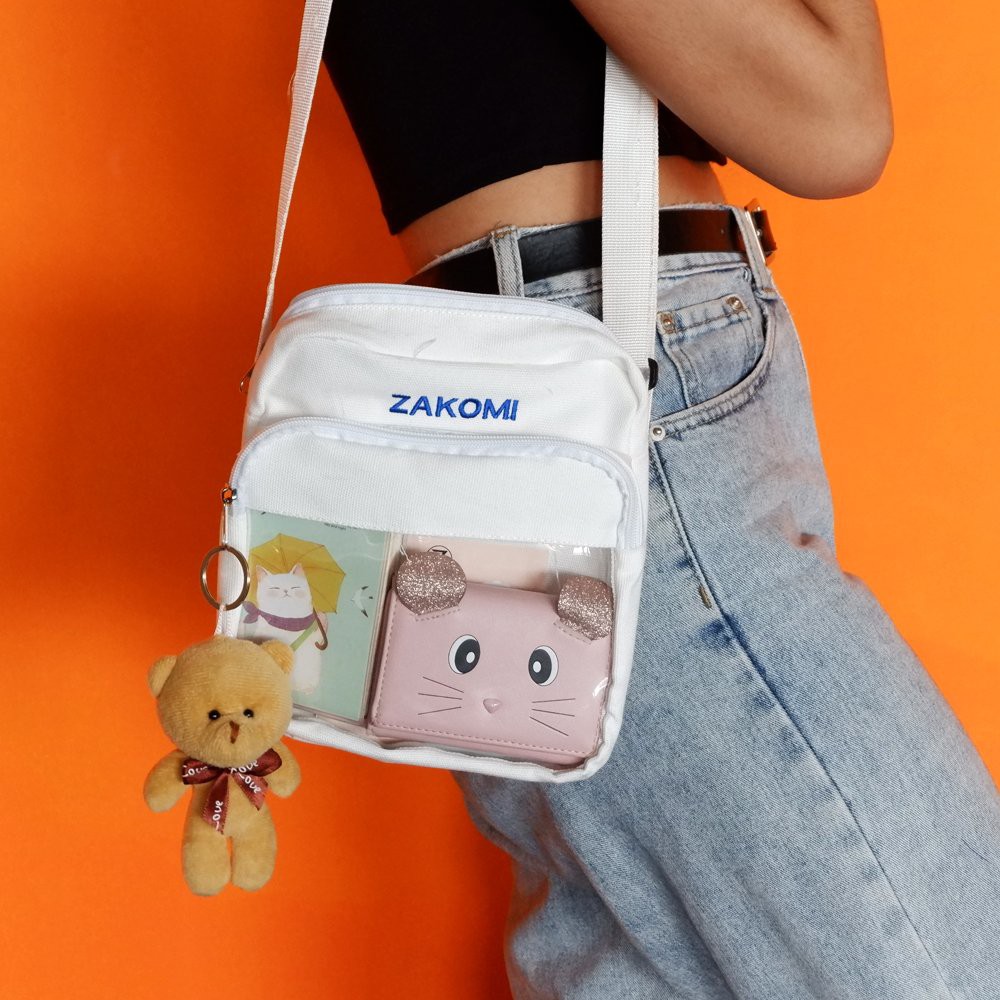 Túi vải canvas đeo chéo phong cách Hàn Quốc, túi dễ thương Zakomi - Đựng vừa sách, điện thoại - Phù hợp đi chơi, đi tiệc