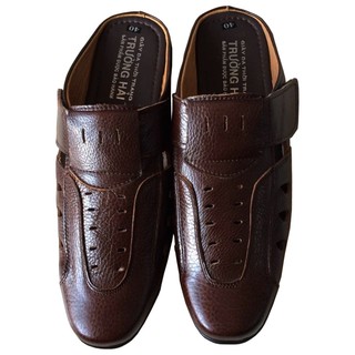 Giày sục nam mùa hè  bò thật cao cấp Trường Hải TH205