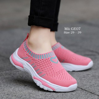 Giày vải len cổ chun cho bé gái 4 - 15 tuổi GE07