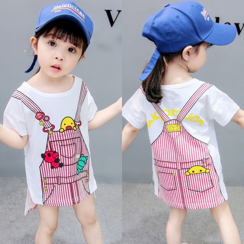 Áo Thun Mùa Hè In Họa Tiết Hoạt Hình Phong Cách Hàn Quốc Thời Trang Cho Bé Gái 1-7 Tuổi