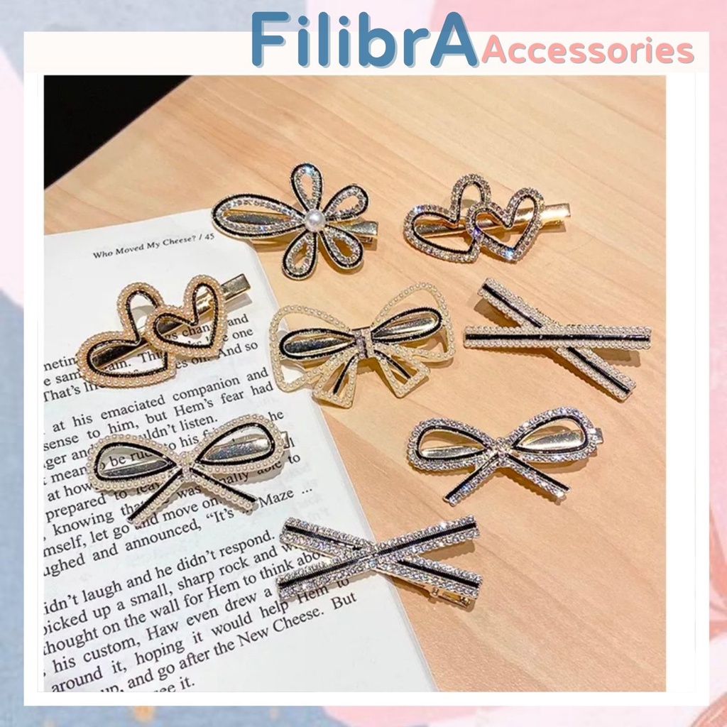 Kẹp mái nơ hoa đính đá sang trọng phong cách Hàn Quốc, phụ kiện tóc nữ KT046 - Filibra