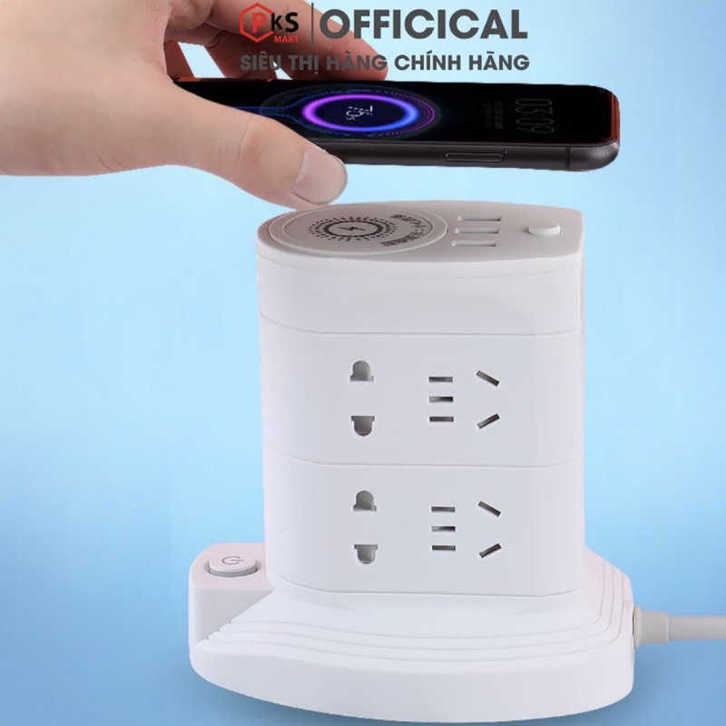 Ổ Điện Đa Năng Thông Minh Chống Giật Kiêm Sạc Không Dây Có Dây Tương Thích Với Mọi Dòng Máy Điện Thoại Smartphone