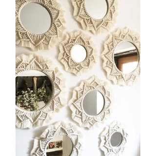 D 35cm Gương Bỉ cao cấp khung tết dây macrame mirror handmade cao cấp NHÀ THOÁNG