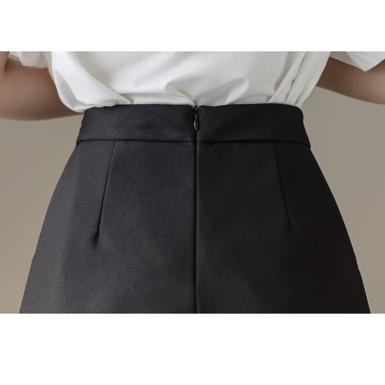 Chân váy nữ - Chân váy chữ A form ôm, cạp cao, xẻ tà trước, có dây kéo - Màu đen | BigBuy360 - bigbuy360.vn