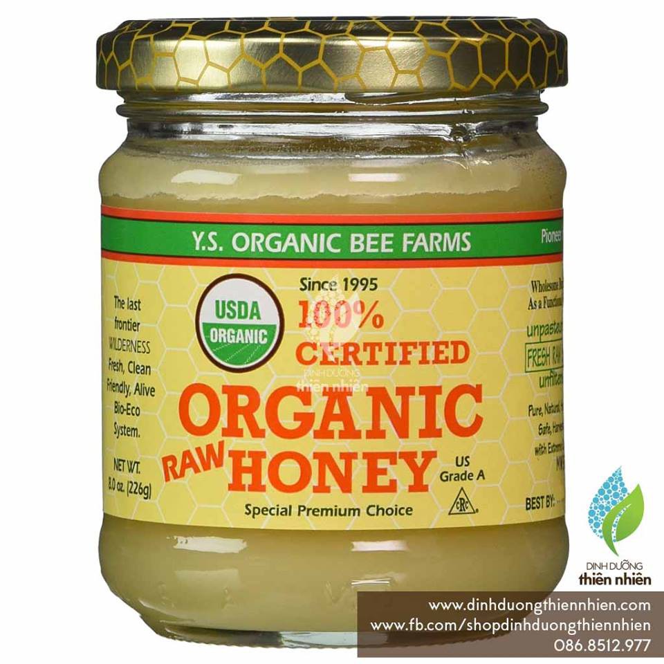 Mật Ong Hữu Cơ Nguyên Chất YS Organic Bee Farms RAW HONEY, 454g & 907g