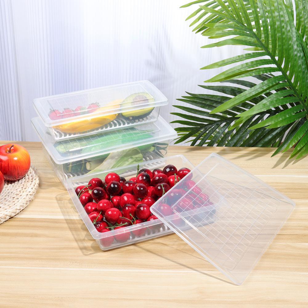 Hộp Đựng Thực Phẩm Ráo Nước Hình Chữ Nhật Tiện Dụng Cho Nhà Bếp