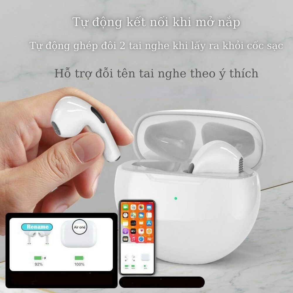 TAI NGHE BLUETOOTH PRO6 ĐỔI TÊN CHECK SETING