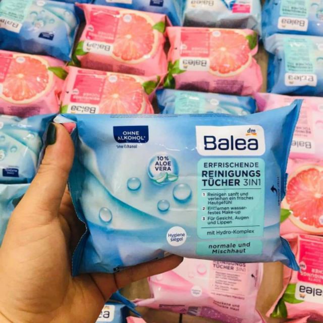 Khăn giấy ướt tẩy trang Balea Đức cho mặt gói 25 tờ an toàn da nhạy cảm - Shop Viloet