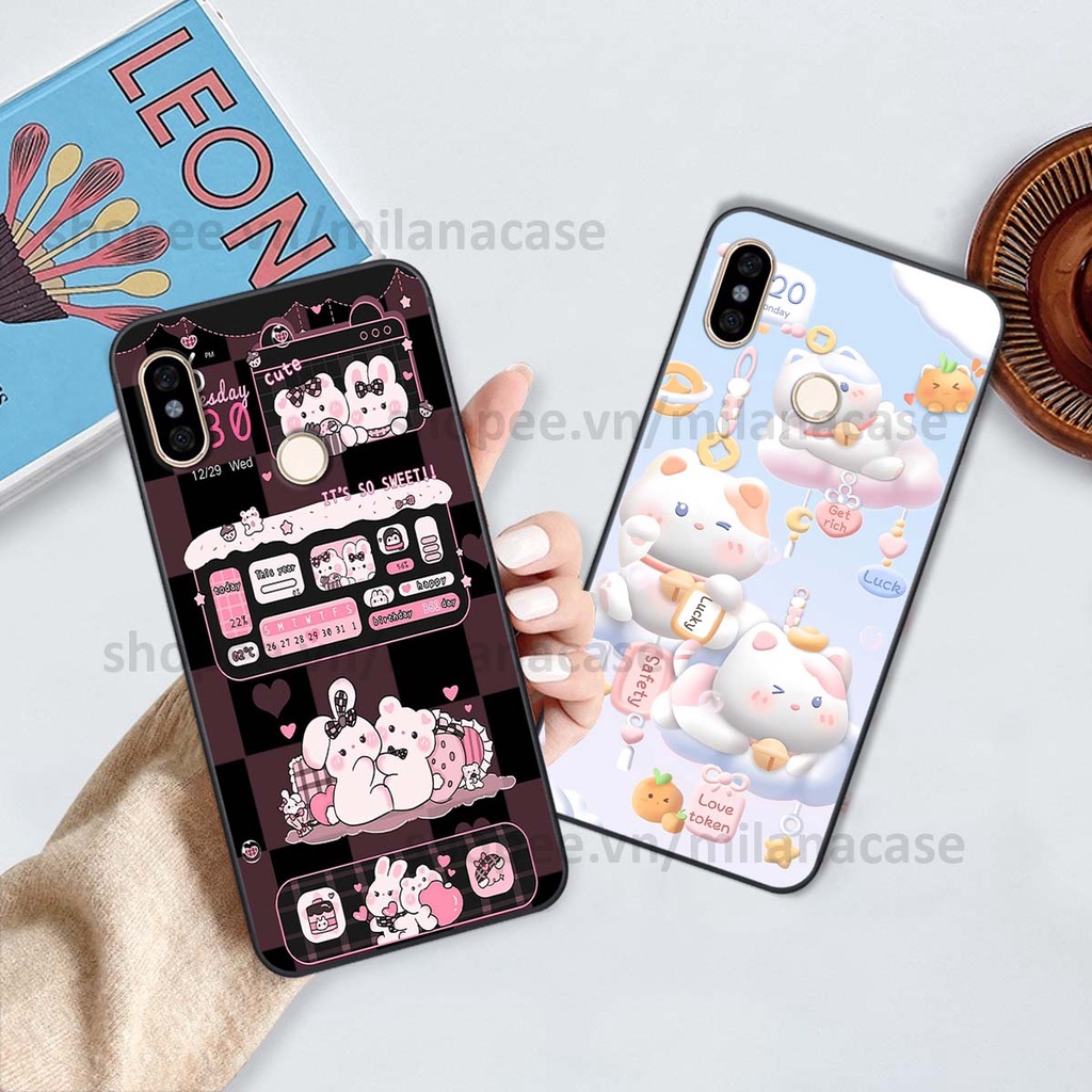 Ốp Xiaomi Mi A2 hình đồng hồ icon gấu mèo cute cực dễ thương ngộ nghĩnh