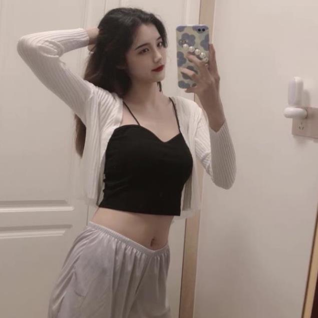 Áo khoác dệt kim mỏng dài tay cổ V mặc hè CMT, áo khoác ngoài mỏng kiểu dáng croptop phong cách Hàn Quốc