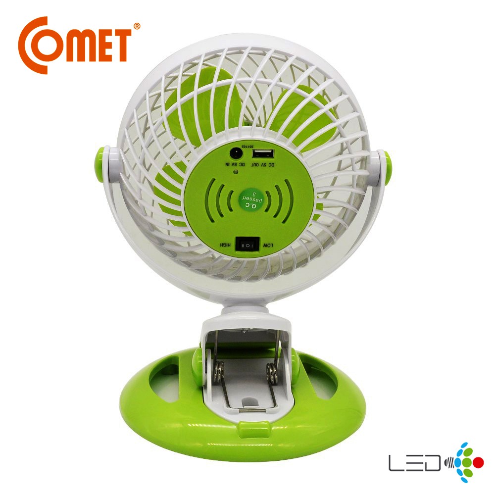 Quạt sạc tích điện Comet CRF0206 3W (Xanh lá)