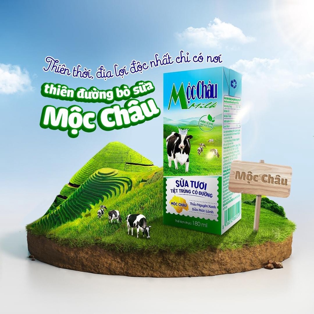 Sữa tươi có đường 180 ml Mộc Châu