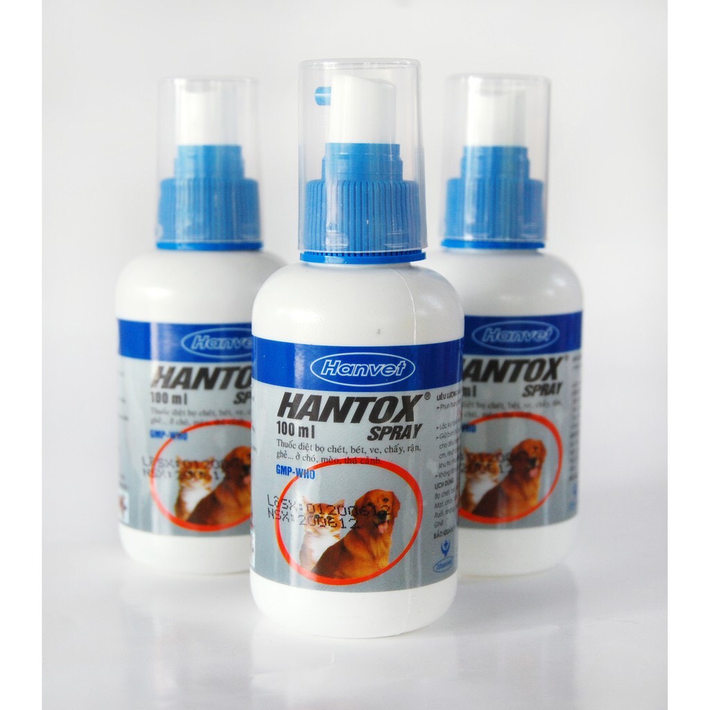 Chai xịt diệt ve rận bọ chét trên Chó Mèo HANTOX SPRAY Chai 100ml Xuất xứ Hanvet Việt Nam