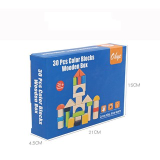 [Hộp A5] Đồ Chơi Gỗ Xếp Hình Khối(gồm 30 khối gỗ)