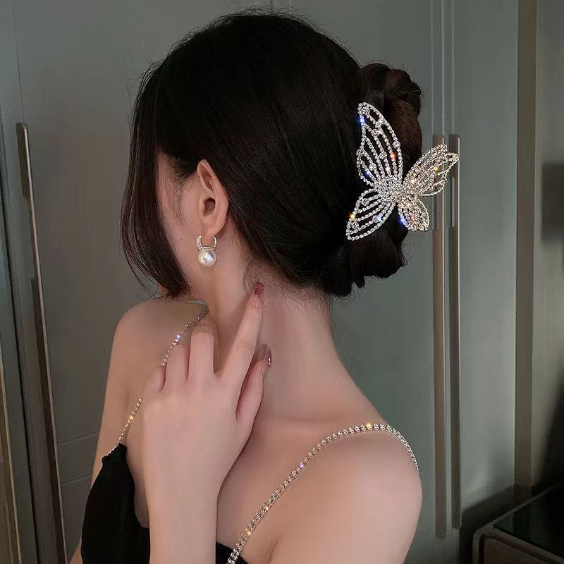 [Cao Cấp] Kẹp Tóc Càng Cua Kim Loại Hàn Quốc Butterfly Đính Đá Siêu Sang Chảnh Dự Tiệc Mainia Shop