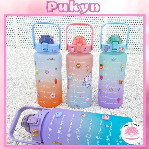 Bình nước 2 lít giữ nhiệt có ống hút ĐỜI MỚI kê được điện thoại tặng sticker và rửa ống hút BN01