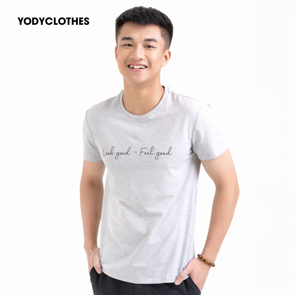 Áo thun phông nam YODY cổ tròn tay ngắn vải cotton mát mẻ PPM3461