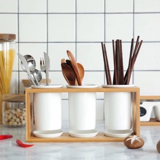 Ống đựng đũa muỗng bằng gỗ sứ Cao Cấp ( Sỉ = lẻ)