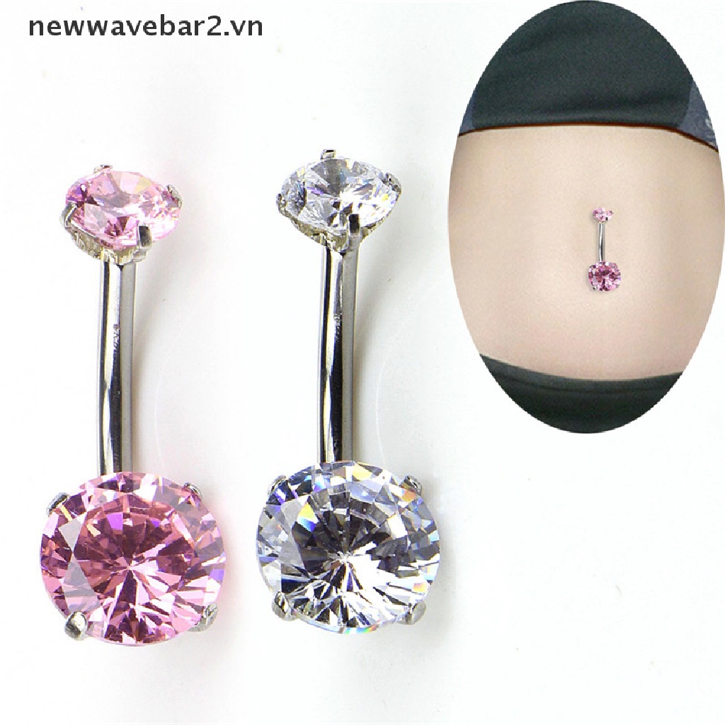 Bộ 2 Khuyên Rốn Thép Y Tế Đính Pha Lê