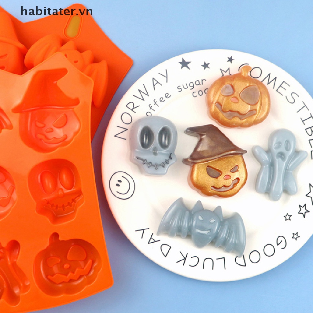 Khuôn Làm Bánh 6 Ngăn Hình Dơi Bí Ngô Halloween