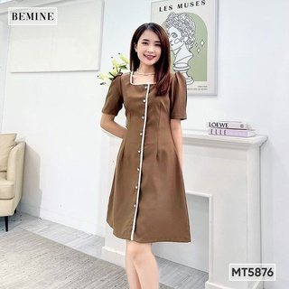 Đầm cổ vuông phối ren đính nút bemine mt5876