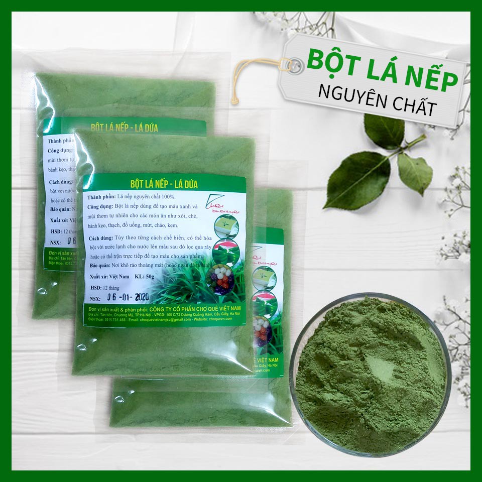 Gói 50g Bột lá nếp (bột lá dứa) nguyên chất 100% - Tạo mùi thơm và màu xanh tự nhiên xôi chè, bánh mứt