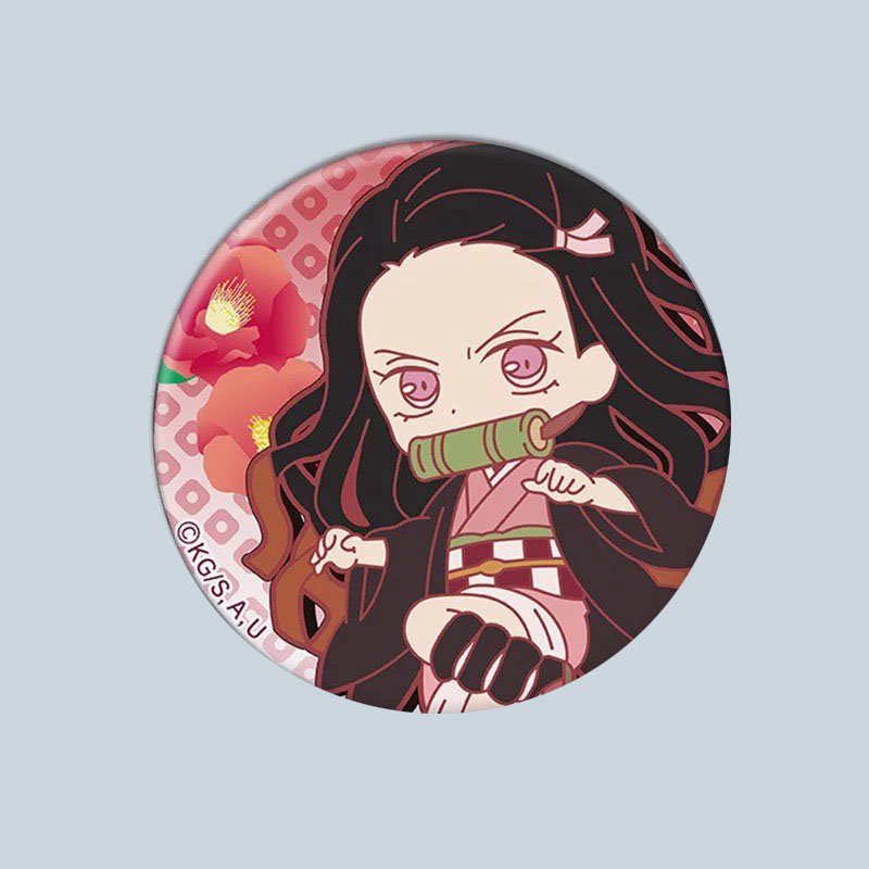 (2) Huy hiệu cài áo in hình KIMETSU NO YAIBA THANH GƯƠM DIỆT QUỶ phụ kiện cài áo anime chibi dễ thương