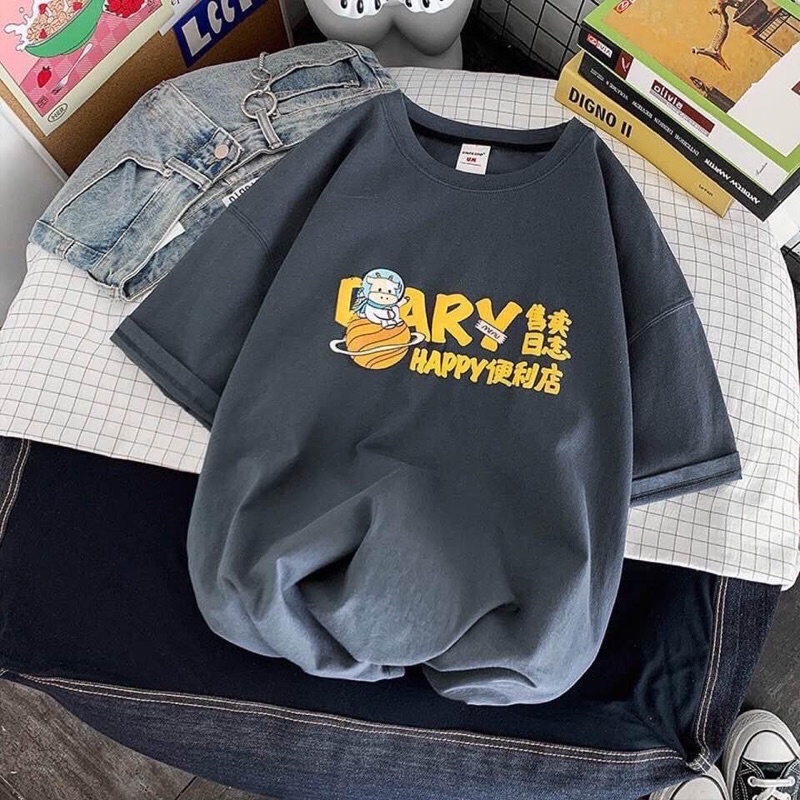 [Bán sỉ] Áo thun cotton tay lỡ dáng rộng unisex freesize 38-65kg - Bò diary | BigBuy360 - bigbuy360.vn