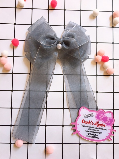 Kẹp nơ voan nhũ cao cấp