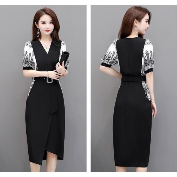 Đầm Phối Voan Họa Tiết Kèm Bell MSP280 - Váy Lụa Voan Công Sở Tay Ngắn Phối Sang Trọng Cho Nàng Văn Phòng | BigBuy360 - bigbuy360.vn