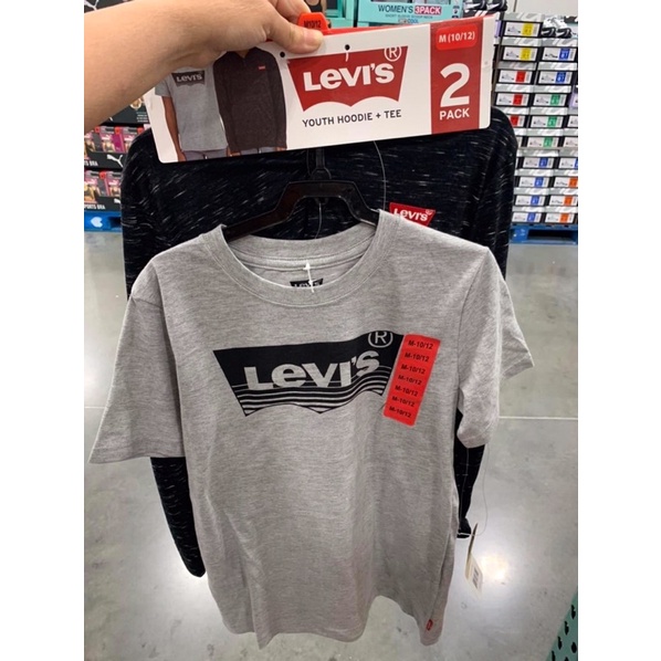 Set 2 áo Levis cho bé trai gồm 1 áo tay ngắn + 1 áo tay dài có nón