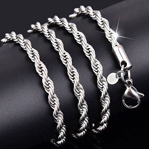 Dây Chuyền Charm Thời Trạng Loại Dây Bạc 925 Xoắn Dành Cho Cả Nam Và Nữ UnisexSilver