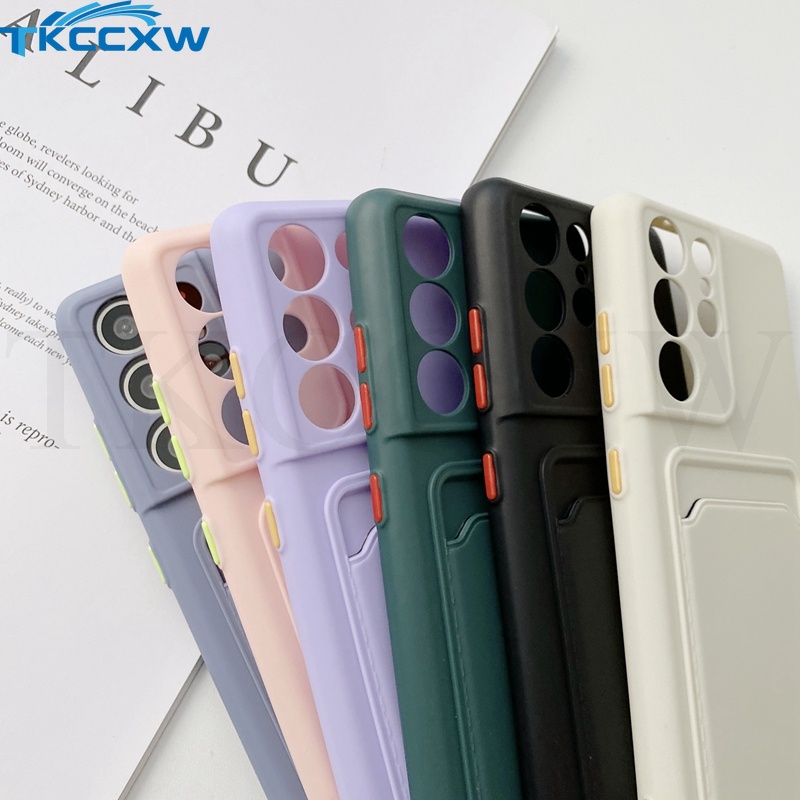 Ốp điện thoại silicon mềm siêu mỏng có ngăn thẻ cho Samsung Galaxy Note 20 S20 S21 Ultra S20 S21 Plus