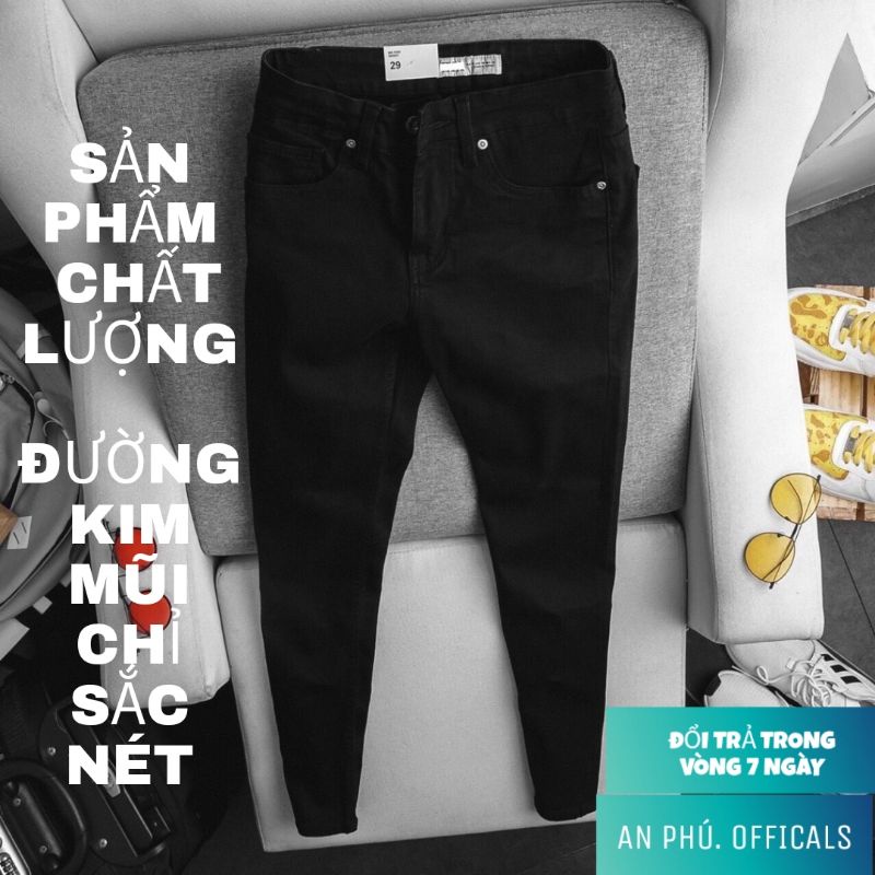 AP13 QUẦN JEAN NAM ĐEN HỌC SINH NGƯỜI LỚN TRƠN DÁNG ÔM BODY VẢI MỊN CO GIÃN