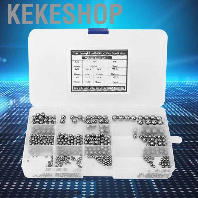 Kekeshop 510Pcs M2-M8 Chromium Hardened Steel Bearing Ball Classification Kit with Box