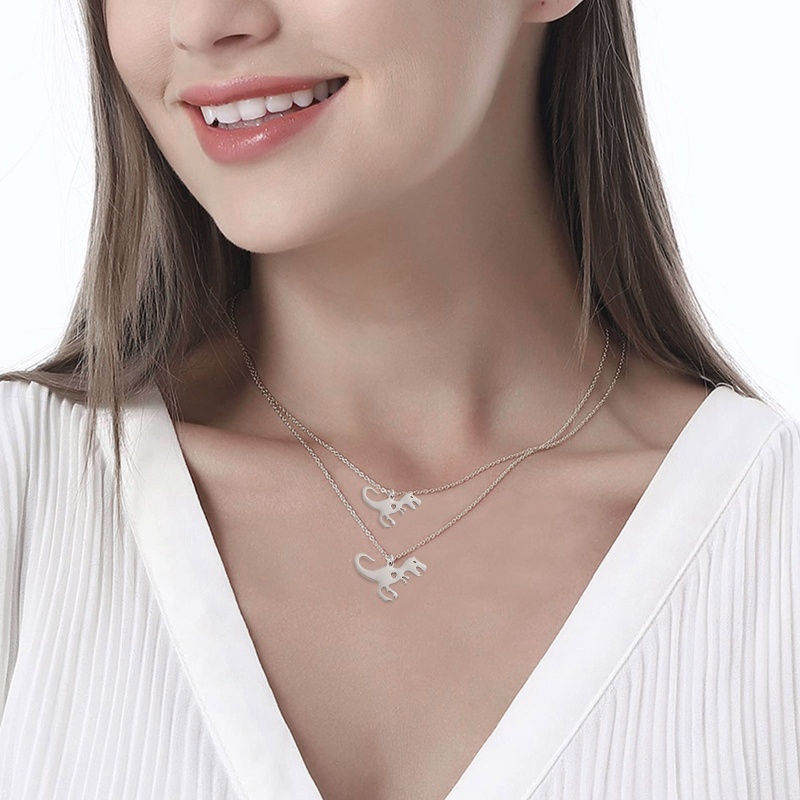 Set 2 Vòng cổ Mặt Hình Khủng Long Cho Cặp Đôi