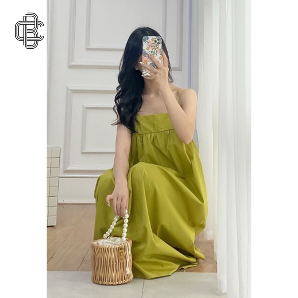 Đầm maxi hai dây phom suông rộng nhiều màu vải thô cao cấp - La’coba
