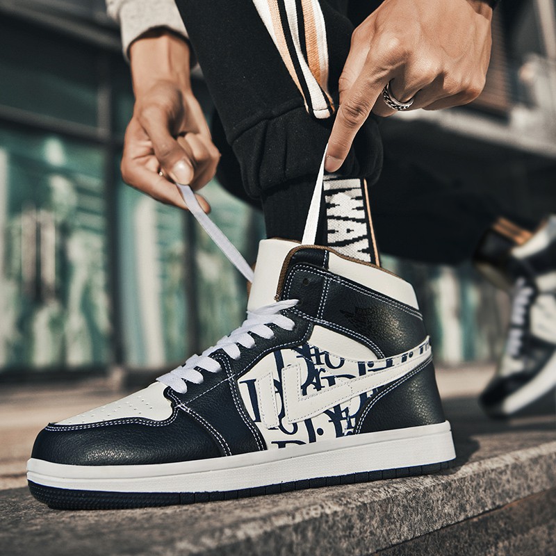 Giày Thể Thao Cổ Cao Chất Liệu Da Size 35-47 Thời Trang Cho Nam | BigBuy360 - bigbuy360.vn